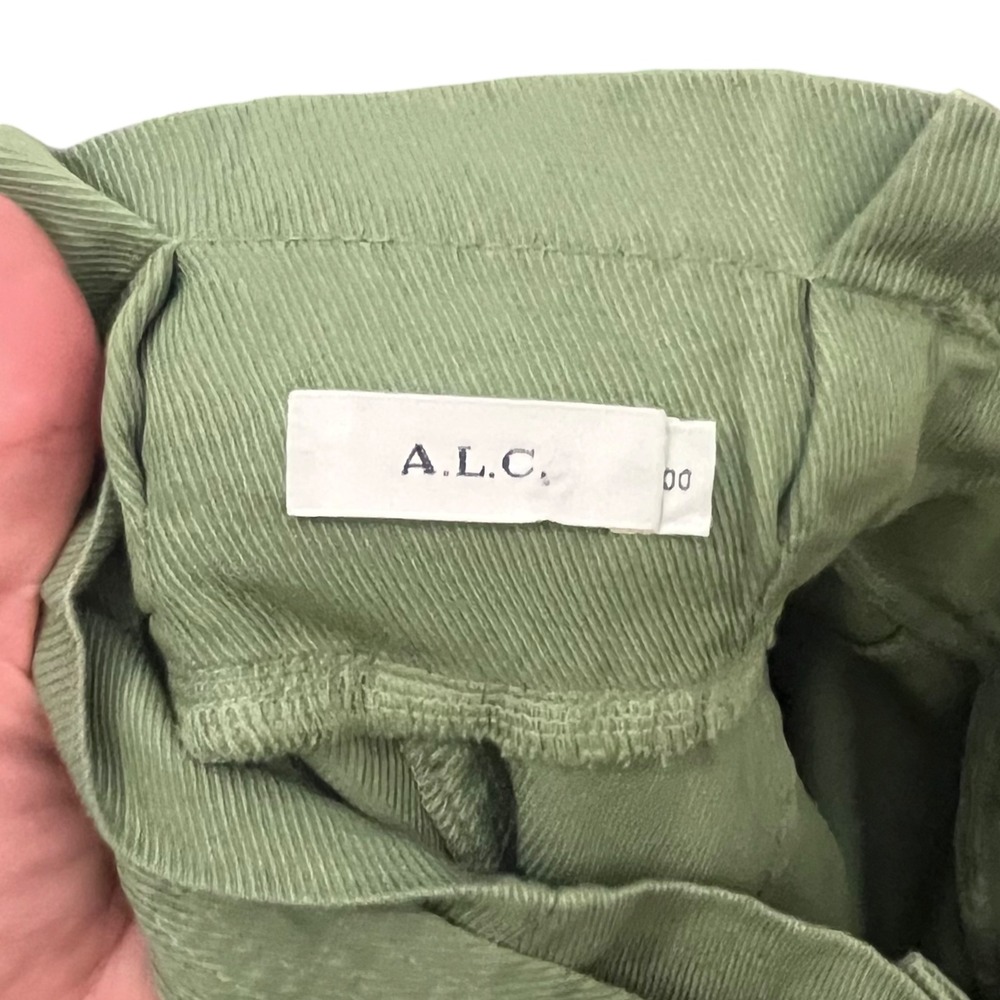 A.L.C. Cobin Pant Green Paperbag Waist Linen Blend Minimalist Chic 00 - Picture 9 of 12